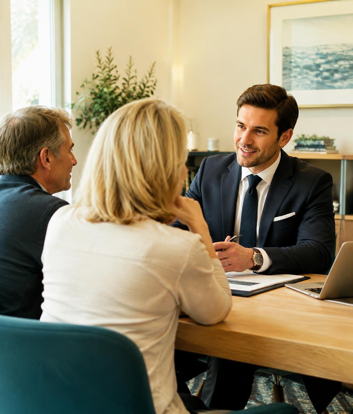 A FinanceCare advisor meeting with a couple